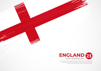 Flag of England with creative painted brush stroke texture background
