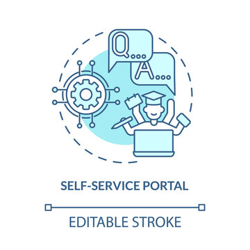 Self-service Portal Blue Concept Icon. Public Information Database. Technical Support Service Abstract Idea Thin Line Illustration. Vector Isolated Outline Color Drawing. Editable Stroke