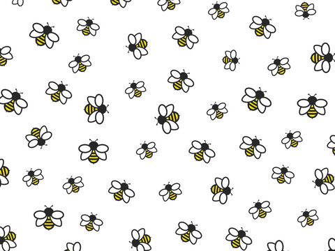 Bee pattern. Bee insect spring vector pattern. 