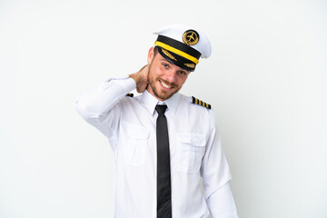 Airplane Brazilian pilot isolated on white background laughing