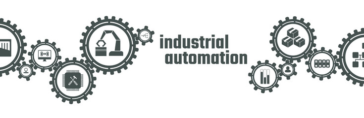 industrial automation icons on white background
