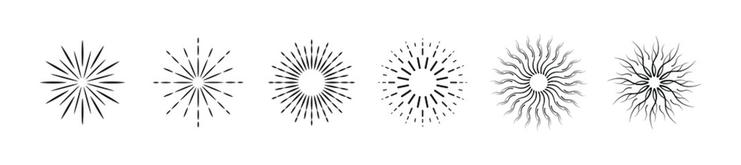 Sunburst line icon on white background