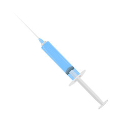 Syringe with medical drug semi flat color vector object. Full realistic item on white. Clinical treatment isolated modern cartoon style illustration for graphic design and animation