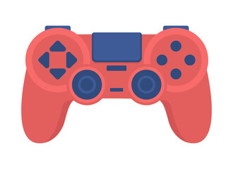 Red gamepad semi flat color vector object. Full realistic item on white. Console controller for gamer. Entertainment isolated modern cartoon style illustration for graphic design and animation