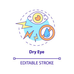 Dry eye concept icon. Temporary symptom caused by lasik eye surgery. Operation side effect abstract idea thin line illustration. Vector isolated outline color drawing. Editable stroke
