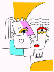 Face portrait decorative abstract vector illustration.