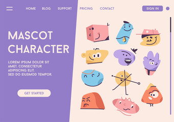 Vector landing page of Mascot Character concept.