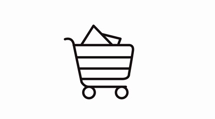 Black and White Shopping Cart Icon. Vector Isolated Illustration of a Shopping Cart