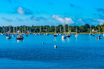 Moorings sailboats, Padanaram Harbor, Buzzards Bay, Dartmouth, Massachusetts
