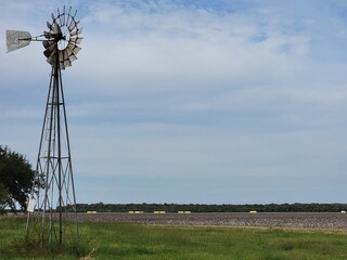 Landscape with windmill in the field, Texas