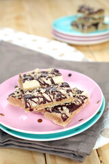 Small cakes with chocolate, walnuts and biscuits