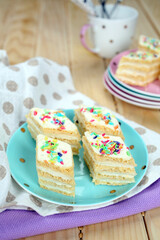 Various homemade bakeries on the table such as cake, pastry, sweet and delicious.