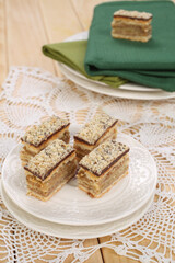 Small cakes with chocolate, walnuts and biscuits