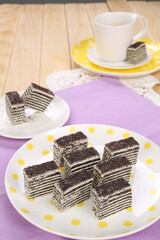 Small cakes with chocolate, walnuts and biscuits