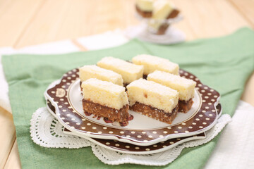 Various homemade bakeries on the table such as cake, pastry, sweet and delicious.