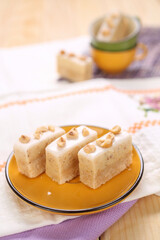 Various homemade bakeries on the table such as cake, pastry, sweet and delicious.