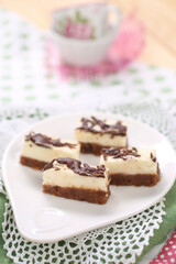 Vanilla cake cream with chocolate