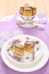 Small cakes with chocolate, walnuts and biscuits