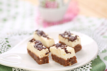 Small cakes with chocolate, walnuts and biscuits