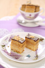 Small cakes with chocolate, walnuts and biscuits