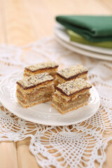 Small cakes with chocolate, walnuts and biscuits