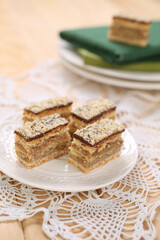 Small cakes with chocolate, walnuts and biscuits