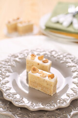 Various homemade bakeries on the table such as cake, pastry, sweet and delicious.
