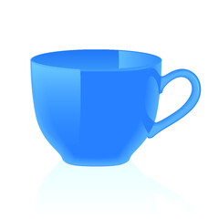 Empty ceramic blue cup for tea or coffee isolated on a white background