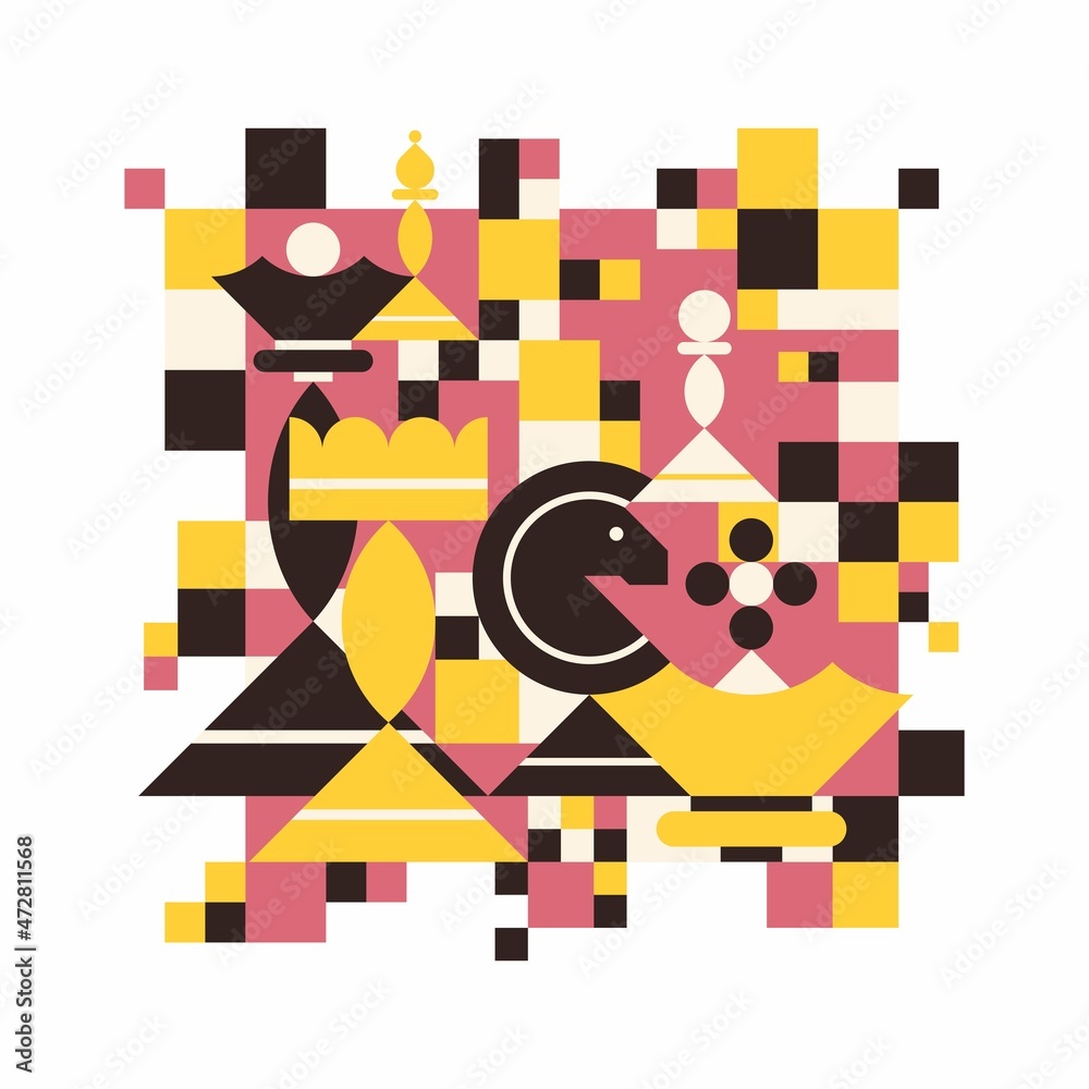 Wall mural chess vector illustration on a white background. abstract geometric style.