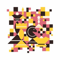 Chess vector illustration on a white background. Abstract geometric style.