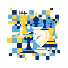 Chess vector illustration on a white background. Abstract geometric style.