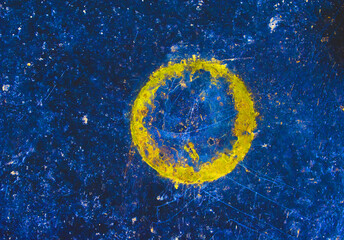 Blue dirty grunge background. The old gloomy wall