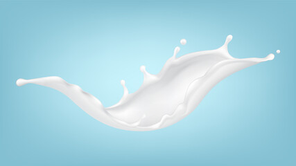Obraz na płótnie Canvas Milk Splashing Delicious Breakfast Drink Vector. Milk Bio Refreshment Beverage Cow Or Sheep Product, Ingredient For Preparing Cheese Or Yogurt. Calcium Liquid Template Realistic 3d Illustration