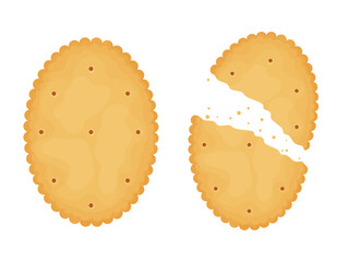 Oval crackers. Two crackers. Illustration of food, snacks. Healthy snack.