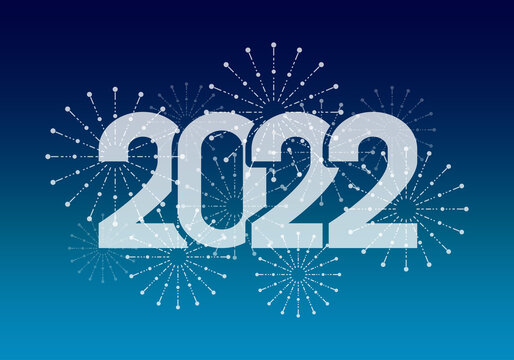 Feliz año nuevo 2022. Texto blanco. Portada de 2022. Ilustración vectorial,  fondo azul ilustração do Stock | Adobe Stock