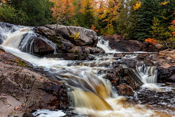 Yellow Dog Falls in autumn near Marquette, Michigan, USA
