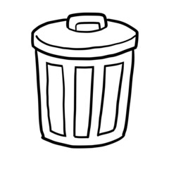 Simple and realistic trash can line drawing