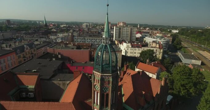 Aerial Orbital Shot of Old Post Office in City Center 4K