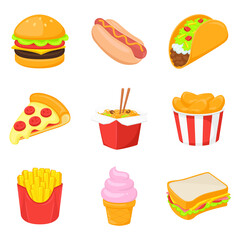 Fast Food Emoji Icon Illustration. Restaurant Dinner Vector Symbol Emoticon Design Doodle Vector.