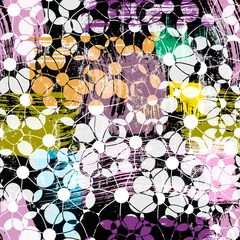 Foto op Plexiglas seamless floral background pattern, with abstract flowers, paint strokes and splashes © Kirsten Hinte