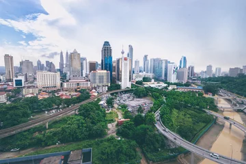 Foto op Plexiglas Asian megapolis. Beautiful city view with skyscrapers and roads. © luengo_ua