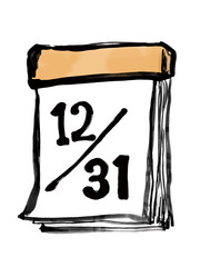 12月31日の日めくりカレンダーの手描きイラスト