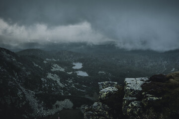 A climatic and rainy day at the Śnieżne Kotły in the Karkonosze Mountains.