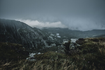 A climatic and rainy day at the Śnieżne Kotły in the Karkonosze Mountains.