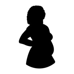 Silhouette of a black pregnant woman. Vector illustration.