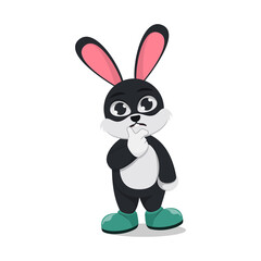 Cute bunny is thinking. white background