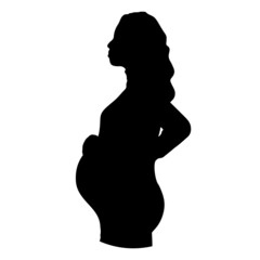 Elegant black shape of a pregnant woman. Vector illustration.