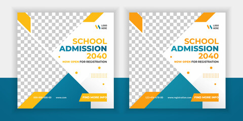 Naklejka premium Creative school admission education social media banner template