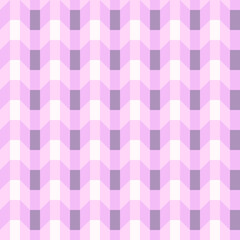 Seamless vector pattern with 3d wavy check on purple background. Simple optical illusion texture wallpaper design. Decorative abstract fashion textile.
