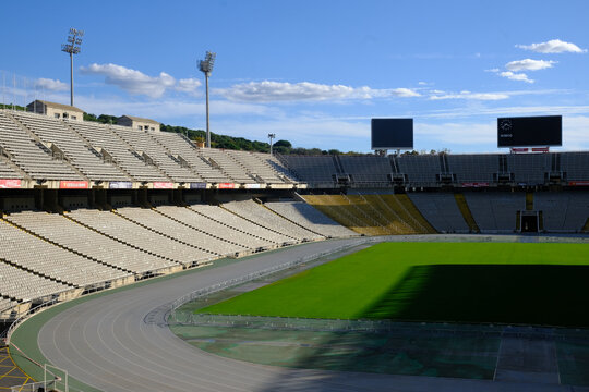 Barcelona, Spain - 5 November 2021: Lluis Companys Olympic Stadium, Illustrative Editorial